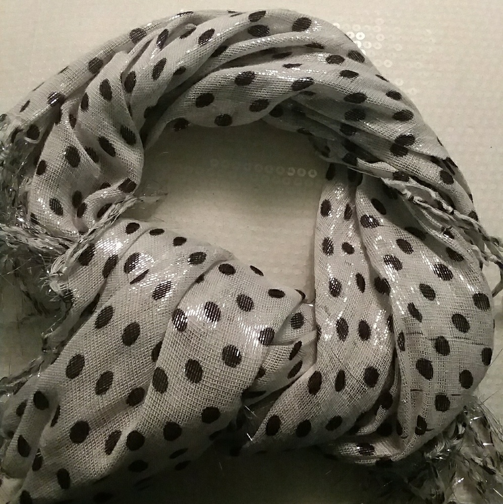 Black and white polka dot scarf